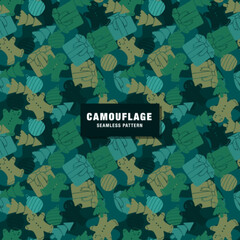Christmas Camouflage Seamless Pattern in Army Color