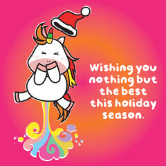 Christmas Flashcard for Children. Cute Unicorn theme. Ready to print. Printable game card. Educational card for preschool. Vector illustration.