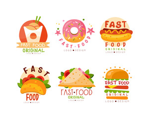 Fast Food Typographic Logo or Label Design Vector Set