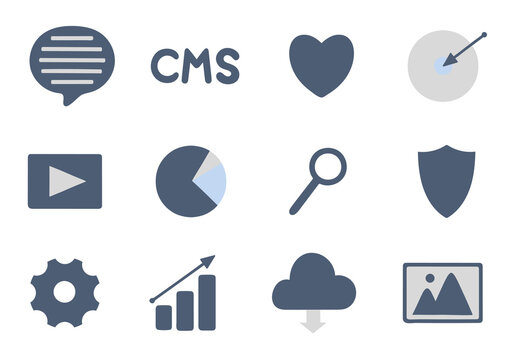 Set vector icons in flat design with elements cms and web design for mobile concepts and web apps.