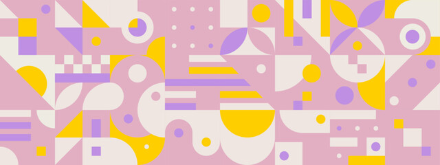 Fototapeta premium Geometric abstract retro background. Memphis style. Pastel colors.