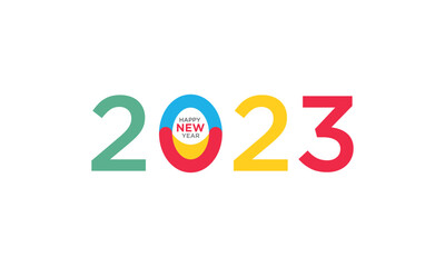 colorful and interconnected new year 2023 logo design