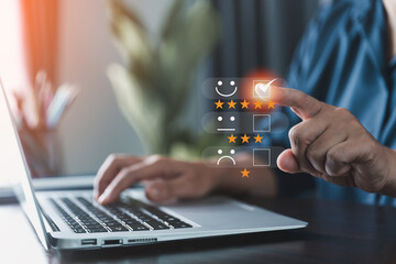Customer service and Satisfaction concept, Customers are satisfied with services of a five-star...