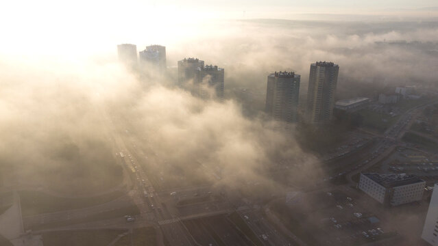 Katowice. Centrum. Widok z drona.