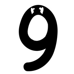 Cute number in cartoon style. Decorative design element. 