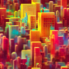 Bright retro futuristic city