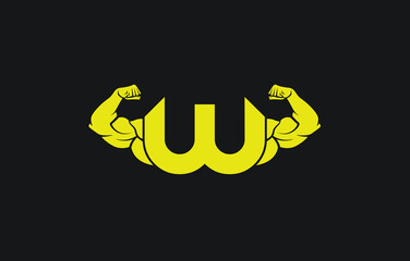 Letter W logo icon design template elements, with bicep flex.