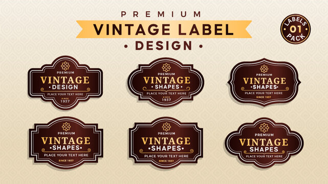 Set of Vintage Brown Golden Label Vector Design Elements for Identity, Packaging, Logos, Labels and Badges-Pack 01