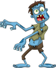 Scary Zombie Cartoon Character Howling. Hand Drawn Illustration Isolated On Transparent Background