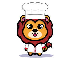 Art illustration symbol mascot character animal design kawaii lion costume equipment of chef