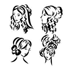 Vintage vector people set. fashion style set. Group of retro woman and man. style, sketch style, engravings with people