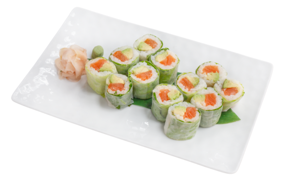 Assortiment de makis saumon avocat png