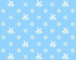 Santa Claus bell and snowflake Christmas seamless pattern for gift wrap paper and wallpaper. merry Christmas. flat vector illustration.