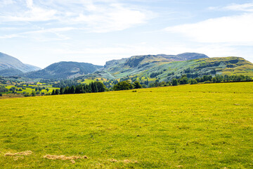 Fototapeta premium View of hills around Keswick in Lake District, a region and national park in Cumbria in northwest England