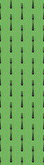 pattern. Fork top view on yellow green background. Template for applying to surface. Vertical banner for insertion into site. Place for text cope space. Flat lay. 3D image. 3D rendering.