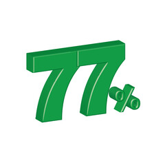 77 seventy seven 3d plastic effect number percentage symbol