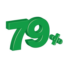 79 seventy nine 3d plastic effect number percentage symbol