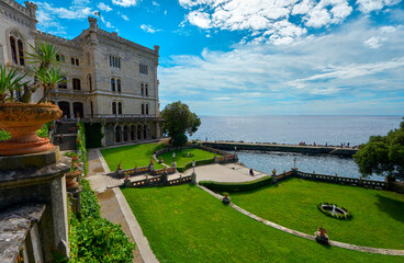 View in the park of Miramare castle, Trieste - obrazy, fototapety, plakaty