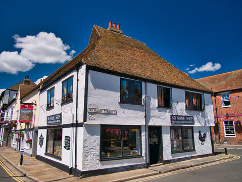 In No Name Street, the No Name Shop, in picturesque rural town of Sandwich, Kent, UK. Taken on a sunn day in summer with a blue sky.