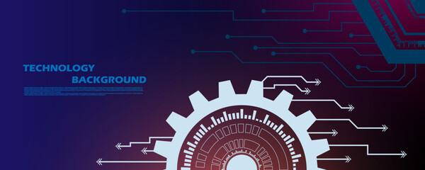 Gear and Hexagon geometric Abstract lines and dots connect background. Technology connection digital EP.8