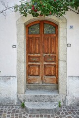 The door of an old house in Pizzone, a medieval village in the Molise region of Italy.