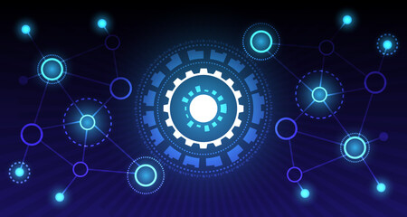 Vector illustration gear abstract technology of science background. Futuristic interface with geometric shapes. EP.3