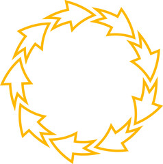 Contour circle arrows set vector illustration. Collection of blue and orange circular arrows, reuse or motion pictograms and reload or refresh icons for presentation, website or infographics