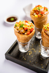 Kutchi Cone Chaat is a popular party appetizer snack from India
