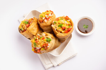 Kutchi Cone Chaat is a popular party appetizer snack from India