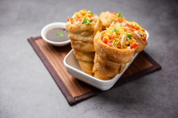 Kutchi Cone Chaat is a popular party appetizer snack from India