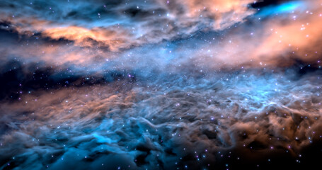 Obraz na płótnie Canvas 3d rendering. Space wallpaper and background. Universe with stars, constellations, galaxies, nebulae and gas and dust clouds
