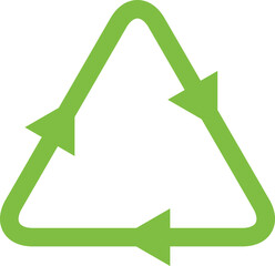 Recycle triangle arrow symbols set vector illustration. Green solid pictograms of reuse or recycling process, arrow cycle in triangle shape isolated on white background for enviromental infographic