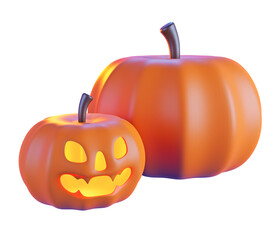 Obraz premium Cute pumpkin Halloween Cartoon.,3d model and illustration.