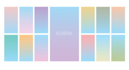 Naklejka premium Set of Pastel gradient background. Soft pastel gradient background Template. Modern screen gradient for web 