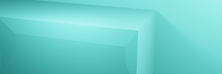 Obraz premium Blue background with projected cube. Smooth background with blue shades. Abstract pale green background