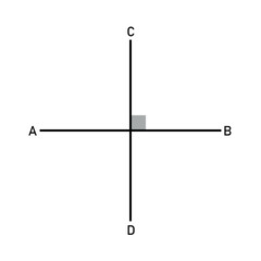 Perpendicular lines in elementary geometry in mathematics. vector illustration isolated on white background.