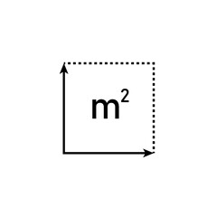 square meter icon. area m2 sign. vector illustration isolated on white background.