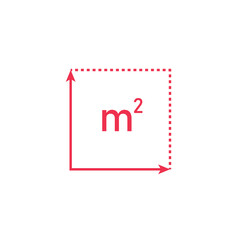 square meter icon. area m2 sign. vector illustration isolated on white background.