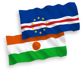 Flags of Republic of the Niger and Republic of Cabo Verde on a white background