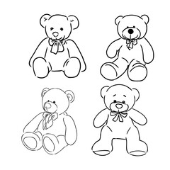 Obraz premium Bear doll icon outline flat design vector. Teddy bear icon outline