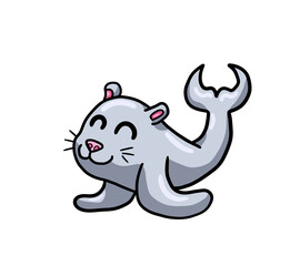 Stylized Adorable Baby Sea Lion