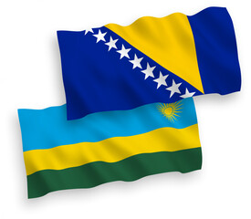 Flags of Republic of Rwanda and Bosnia and Herzegovina on a white background