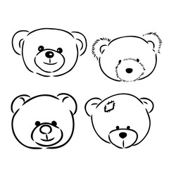 Bear doll icon outline flat design vector. Teddy bear icon outline