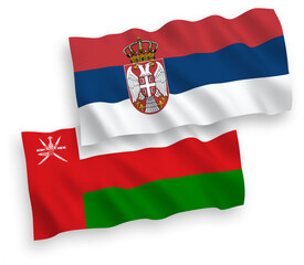 Flags of Sultanate of Oman and Serbia on a white background