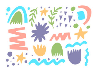 Abstract colorful decorative elements for various design templates or layouts. Use them to create creative compositions in web design, advertising, presentations.