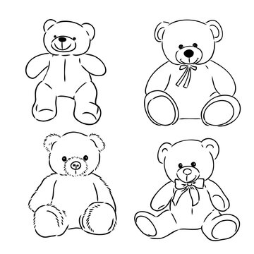 Naklejki Bear doll icon outline flat design vector. Teddy bear icon outline