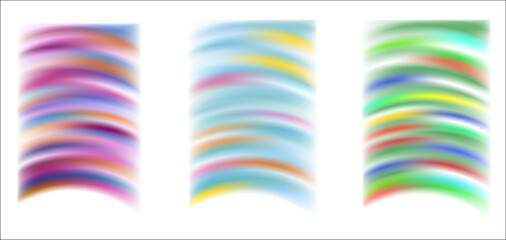 A set of horizontally striped gradients. Multi-colored rectangular shape. Modern abstract background texture. Template for the design. Vector