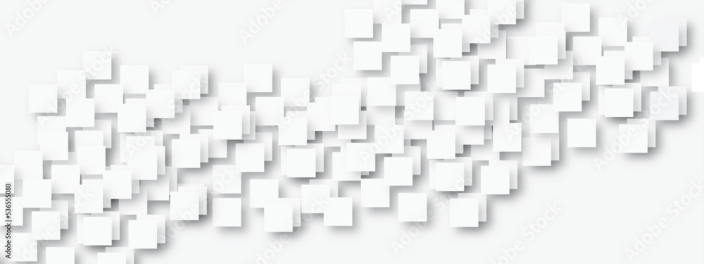 Poster abstract white geometric overlapping square pattern, design of technology background with shadow. ve