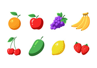 Flat Design Fruit Collection Set