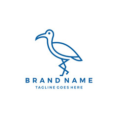 Line art heron logo design. Heron outline design vector illustration